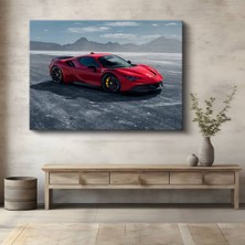 Ferrari SF90 Stradale Hibrit Kanvas Tablo Italyan Süper Otomobil Teknolojisi Tablo
