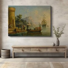 Claude Lorrain Liman Deniz Manzarası Kanvas Tablo Duvar Tablosu Dekoratif Ressam Tablosu