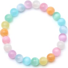 Taşmir Renkli Selenit Taşı Doğal Taş Bileklik 8 mm