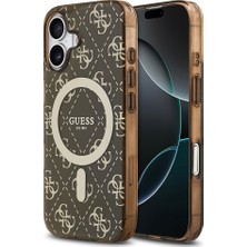 iPhone 17 Uyumlu Kılıf Guess Lisanslı M-Safeli Iml Baskılı Klasik Logolu 4g Desenli Kapak Kahverengi