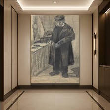 Vincent Van Gogh Mutfaktaki Adam Eskiz Sanatı Kanvas Tablo Duvar Tablosu Dekoratif Ressam Tablosu