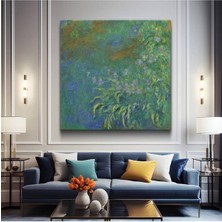 Claude Monet Nilüfer Iris Çiçekleri Kanvas Tablo Duvar Tablosu Dekoratif Ressam Tablosu