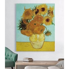 Vincent Van Gogh - Yağlı Boya Görünümlüboya Ayçiçeği Hd Dijital Baskı Dikey Kanvas Tablo