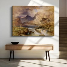 J.m.w. Turner Dağlık Bölge Geyik Manzarası Kanvas Tablo Duvar Tablosu Dekoratif Ressam Tablosu