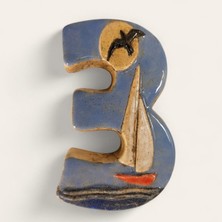 Toprakana Art Kapı Numarası Seramik Yelkenli Handmade - No3