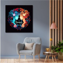 Dekoratif Kare Kanvas Astroloji ve Burç Tablosu Ikizler Burcu