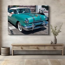 Pontiac Chieftain Turkuaz Klasik Kanvas Tablo Amerikan Detroit Arabası Tablo