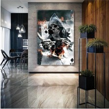 GülsenArt As Kartından Çıkan Iskelet Dikey Hd Baskı Kanvas Tablo Hobi Odası Genç Odası Dekoru
