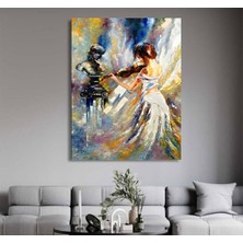 Yağlı Boya Görünümlü Boya Görünümlü Keman Çalan Kız Hd Dijital Baskı Dikey Kanvas Duvar Tablo