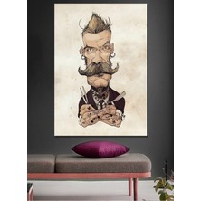 Karikatür Tasarım Erkek Kuaför Berber Model Özgün Tasarım Hd Dijital Dikey Baskı Kanvas Tablo