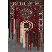 Hd Dijital Dekoratif Dikey Kanvas Tablo Klasik Çizgili Halı Desenli Renkli Vintage 980