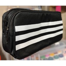 Ada Çanta Kırtasiye Siyah Beyaz Çift Bölümlü Kalem Çantası