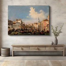 GülsenArt Canaletto Rialto Köprüsü Grand Canal Kanvas Tablo Duvar Tablosu Dekoratif Ressam Tablosu