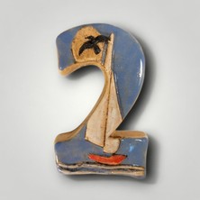 Toprakana Art Kapı Numarası Seramik Yelkenli Handmade - No 2