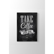 Coffee Take Tablosu Hd Dijital Baskı Dikey Kanvas Tablo Salon Cafe Dekor