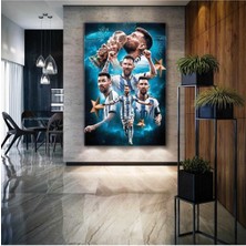 Arjantin Lionel Messi Goat Greatest Of All Time Kupa Hd Dijital Baskı Dikey Kanvas Tablo