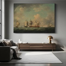 Willem Van De Velde Deniz Savaşı Tarihi Resmi Kanvas Tablo Duvar Tablosu Dekoratif Ressam Tablosu