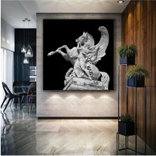 Pegasus Heykel Yunan Mitolojisi Melek Kanatlı At Hd Dijital Kare Baskı Kanvas Tablo
