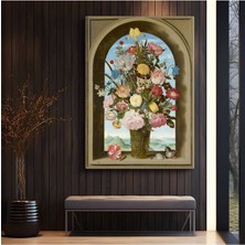 Ambrosius Bosschaert Kemerli Pencere Çiçekleri Kanvas Tablo Duvar Tablosu Dekoratif Ressam Tablosu