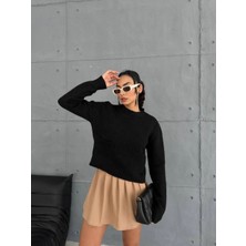 Femina Trendy Cepli Triko Kazak Siyah