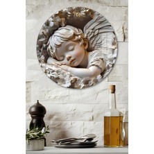 KutuTR 3D Görünümlü Temperli Cam Tablo – Uyuyan Melek Figürü Duvar Süsü Uv Baskı 33X33 CM-CDS061