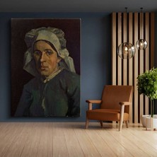 Vincent Van Gogh Beyaz Başlıklı Kadın Portresi Kanvas Tablo Duvar Tablosu Dekoratif Ressam Tablosu