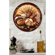 KutuTR 3D Görünümlü Temperli Cam Tablo – Ekmek ve Buğday Temalı Duvar Süsü Uv Baskı 33X33 CM-CDS089