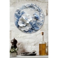 KutuTR 3D Görünümlü Temperli Cam Tablo – Çiçek ve Kuş Desenli Duvar Süsü Uv Baskı 33X33 CM-CDS051