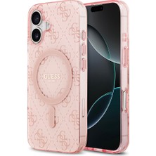 iPhone 17 Uyumlu Kılıf Guess Lisanslı M-Safeli Iml Baskılı Klasik Logolu 4g Desenli Kapak Pembe
