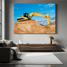 GülsenArt Ekskavatör Inşaat Sahası Güçlü Kanvas Tablo Iş Makinesi Toprak Tablo