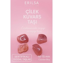 Erilsa Sertifikalı Çilek Kuvars Taşı Kütle 10-15 mm Cüzdan Boy – Sevgi ve Neşe Enerjisi Taşı
