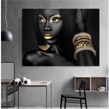 GülsenArt Dekoratif African Women Hd Dijital Baskı Yatay Kanvas Tablo Oturma Odası Dekoru