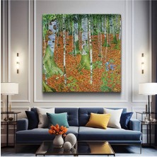 Gustav Klimt Huş Ağaçları Orman Manzarası Kanvas Tablo Duvar Tablosu Dekoratif Ressam Tablosu