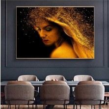 Gold Woman Dekoratif Hd Dijital Baskı Yatay Kanvas Tablo Oturma Odası Dekoru