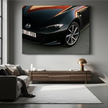 Mazda Siyah Spor Otomobil Kanvas Tablo Ön Detay Japon Mühendisliği Tablo