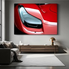 Ferrari Kırmızı Spor Otomobil Kanvas Tablo Far Detayı Maranello Tablo