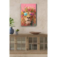 GülsenArt Hawaii Havasında Aslan Portre Yağlı Boya Görünümlü Hd Hd Dijital Baskı Dikey Kanvas Tablo