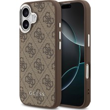 iPhone 17 Uyumlu Kılıf Guess Lisanslı M-Safe Şarj Özellikli 4g Klasik Yazı Logolu Kapak Kahverengi
