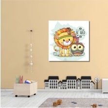 Gaagart Tekli Kare Kanvas Çocuk Odası Aslan ve Baykuş Tablosu 40 x 40 GARTNM8182