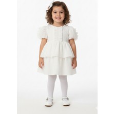 Bertuğ Bebek Beyaz Fisto Kız Çocuk Bebek Dantelli Pamuk Abiye Mevlüt Elbise