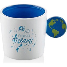 4 Adet   The Mia Dünya Kulplu Seramik Kupa 450 cc