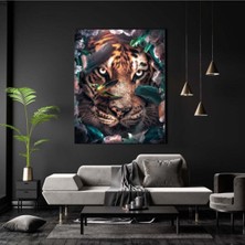 Dekoratif Tiger Hd Dijital Baskı Dikey Kanvas Tablo Işyeri Oturma Odası Ofis Dekoru
