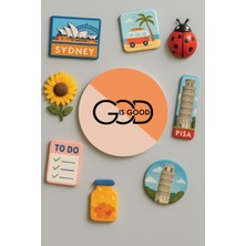 Nurdic Modern ve Dekoratif Yuvarlak Buzdolabı Magneti Magnet Büyük Boy 10X10 cm - God Is Good