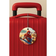 Nurdic Desenli Baskılı Pleksi Zincir Aparatlı Bavul Etiketi Valiz Etiketi Örümcek Tatilde