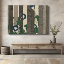 GülsenArt Ogata Korin Bambu Sabah Sefası Çiçekleri Kanvas Tablo Duvar Tablosu Dekoratif Ressam Tablosu