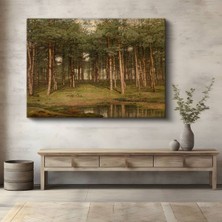 Ivan Shishkin Çam Ormanı Doğa Manzarası Kanvas Tablo Duvar Tablosu Dekoratif Ressam Tablosu