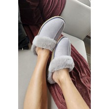 50 01 Topukla Kadın Dışı Hakiki Deri Içi Hakiki Kürklü Ev Panduf Terlik