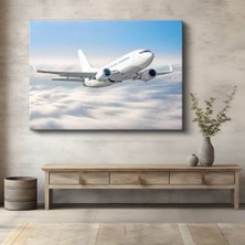 GülsenArt Boeing 737 Bulutlar Yükselen Kanvas Tablo Ticari Havacılık Uçağı Tablo