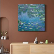 Claude Monet Nilüfer Çiçekleri Su Manzarası Kanvas Tablo Duvar Tablosu Dekoratif Ressam Tablosu