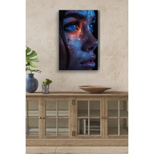 GülsenArt Renkli Futuristik Kadın Yağlı Boya Görünümlü Hd Dijital Baskı Dikey Kanvas Tablo 233